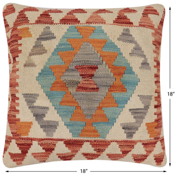 handmade Traditional Pillow Beige Red Hand-Woven SQUARE 100% WOOL Hand woven turkish pillow2' x 2'